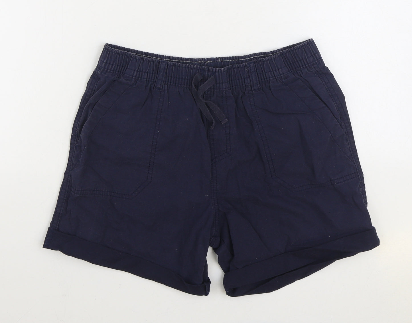 Marks and Spencer Boys Blue 100% Cotton Cargo Shorts Size 14 Years Regular Zip