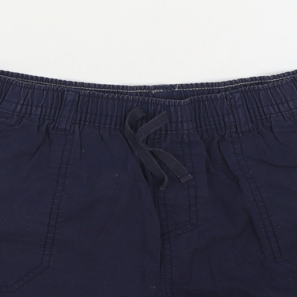 Marks and Spencer Boys Blue 100% Cotton Cargo Shorts Size 14 Years Regular Zip