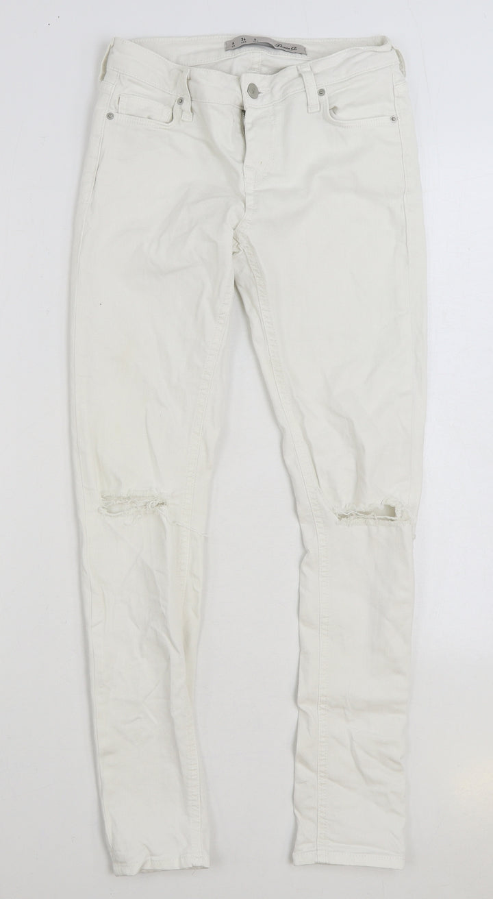 Denim & Co. Womens White Cotton Skinny Jeans Size 6 L30 in Regular Zip