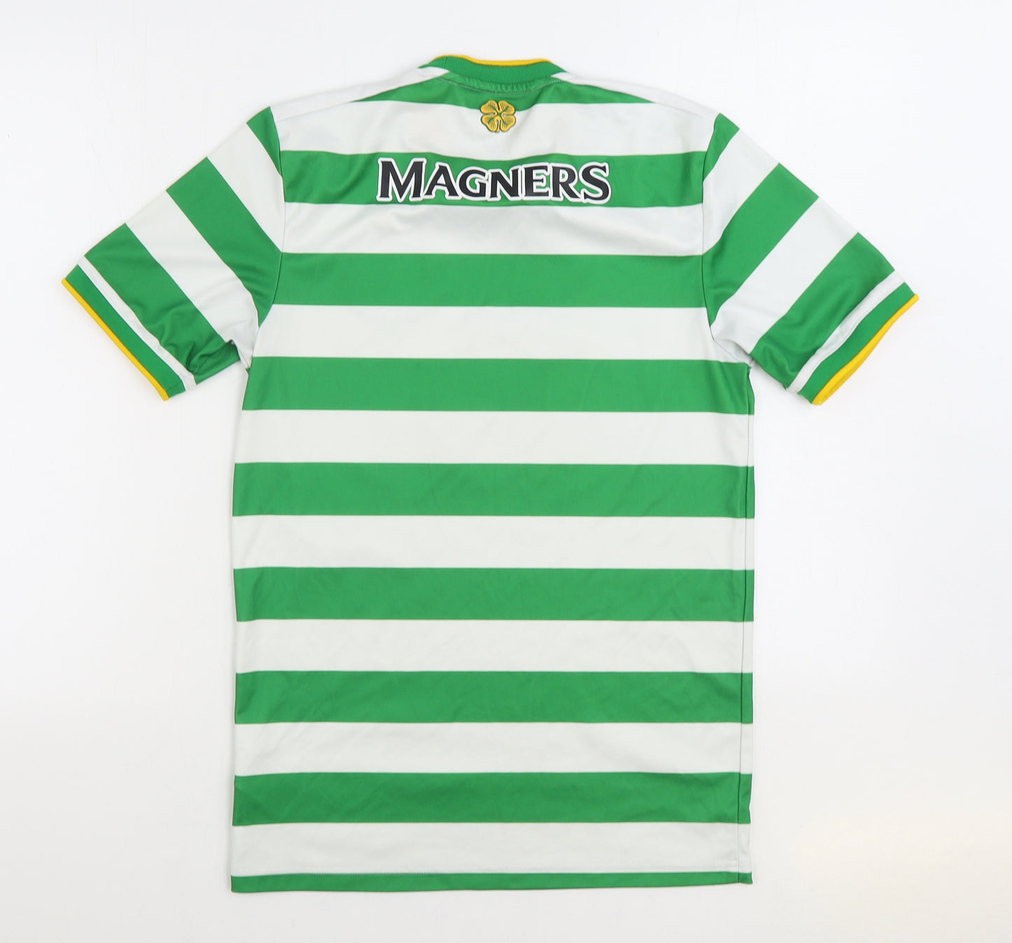 adidas Mens Green Striped Polyester Basic T-Shirt Size XS Round Neck Pullover - The Celtic Football Club