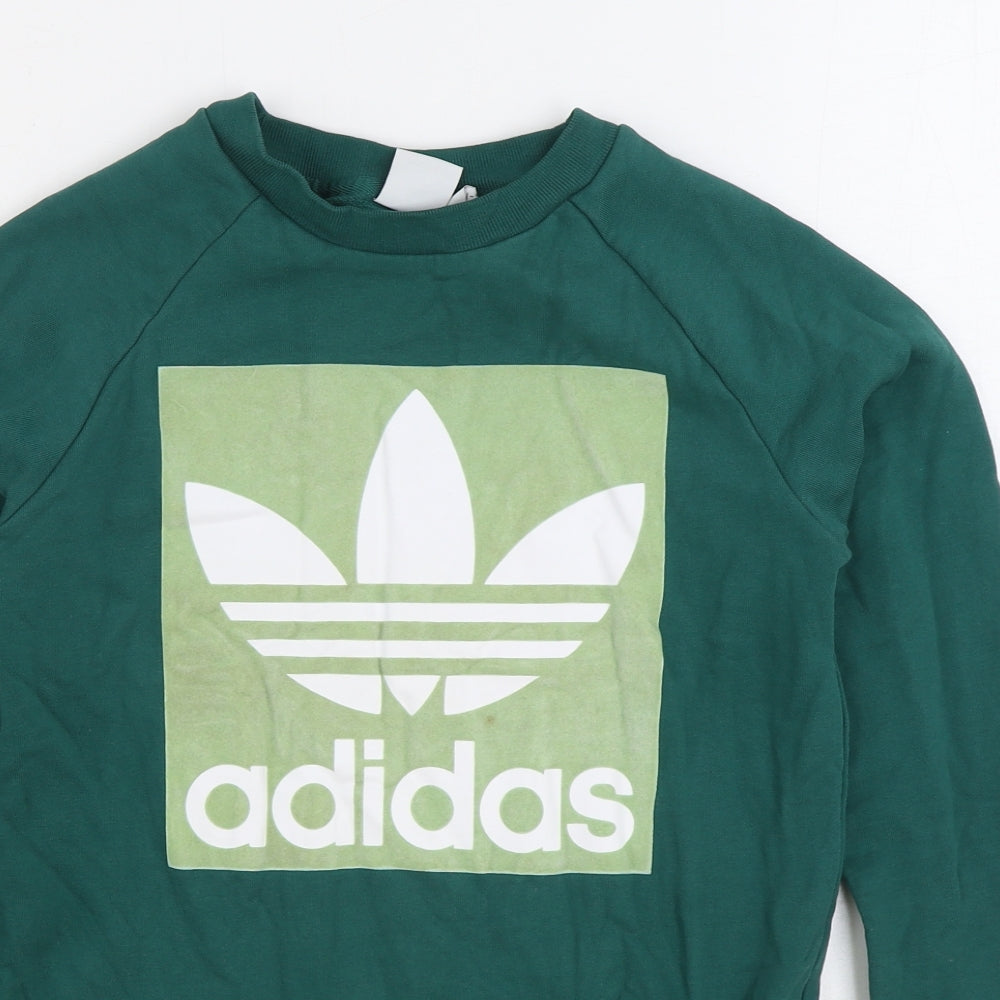 adidas Womens Green Cotton Pullover Sweatshirt Size 8 Pullover