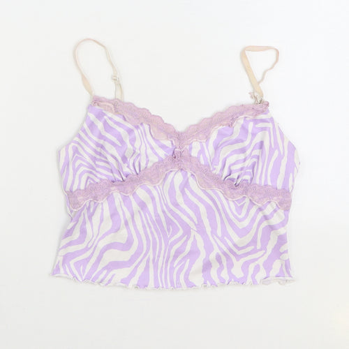 SheIn Womens Purple Animal Print Cotton Camisole Tank Size M V-Neck - Zebra Print