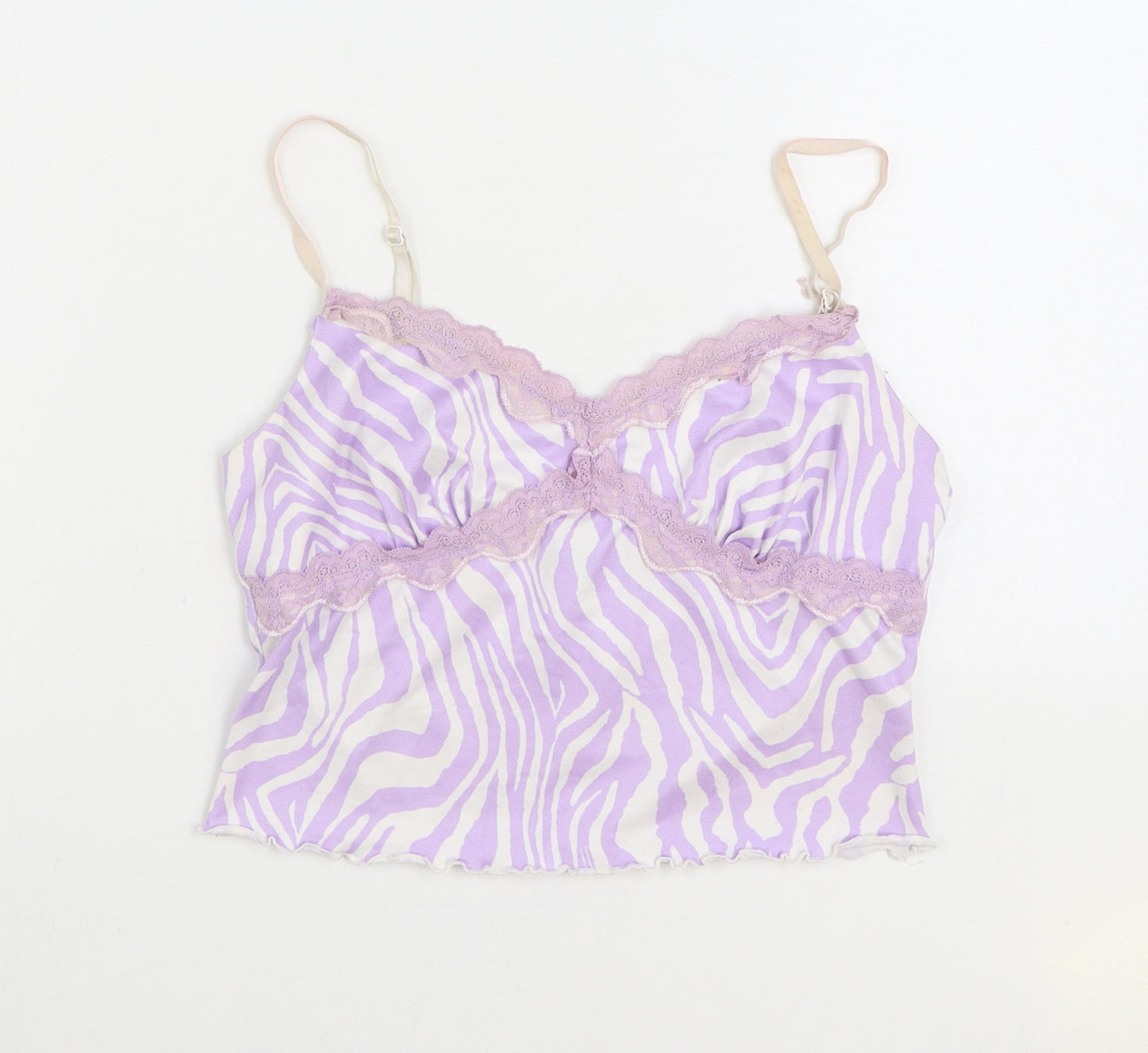 SheIn Womens Purple Animal Print Cotton Camisole Tank Size M V-Neck - Zebra Print