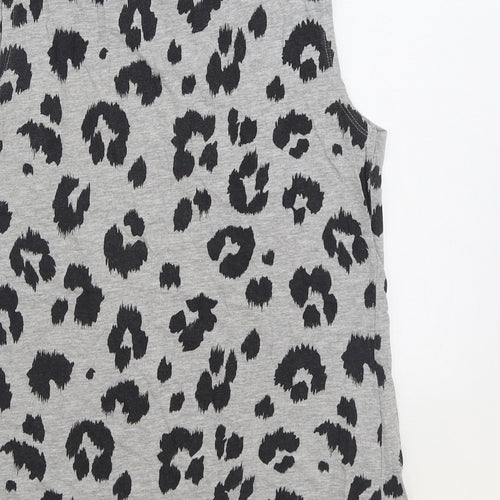 Clothing & Co Womens Grey Animal Print Cotton Basic Tank Size 10 Round Neck - Leopard Print
