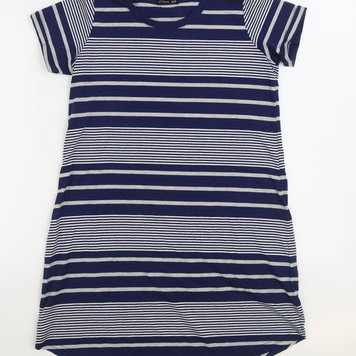 Cotton On Womens Blue Striped Cotton T-Shirt Dress Size XS Round Neck Pullover