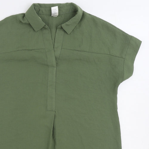 Anko Womens Green Polyester Basic Blouse Size 8 Collared