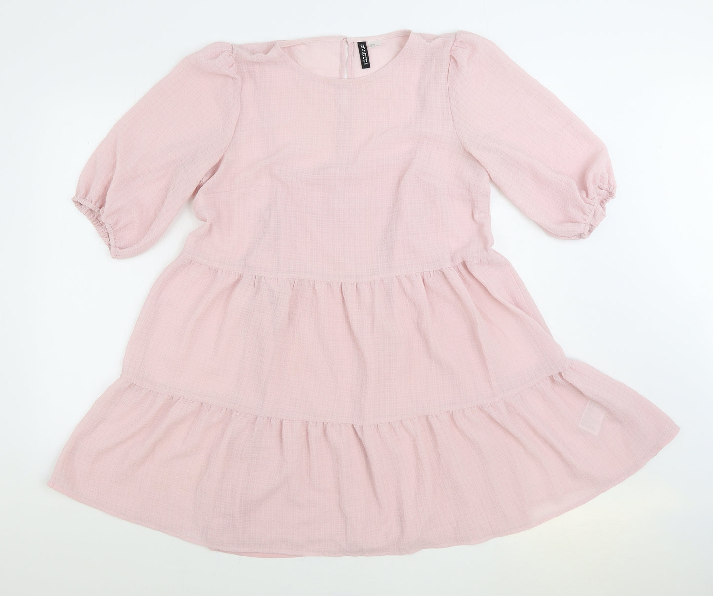 Divided by H&M Womens Pink Polyester A-Line Size M Round Neck Button