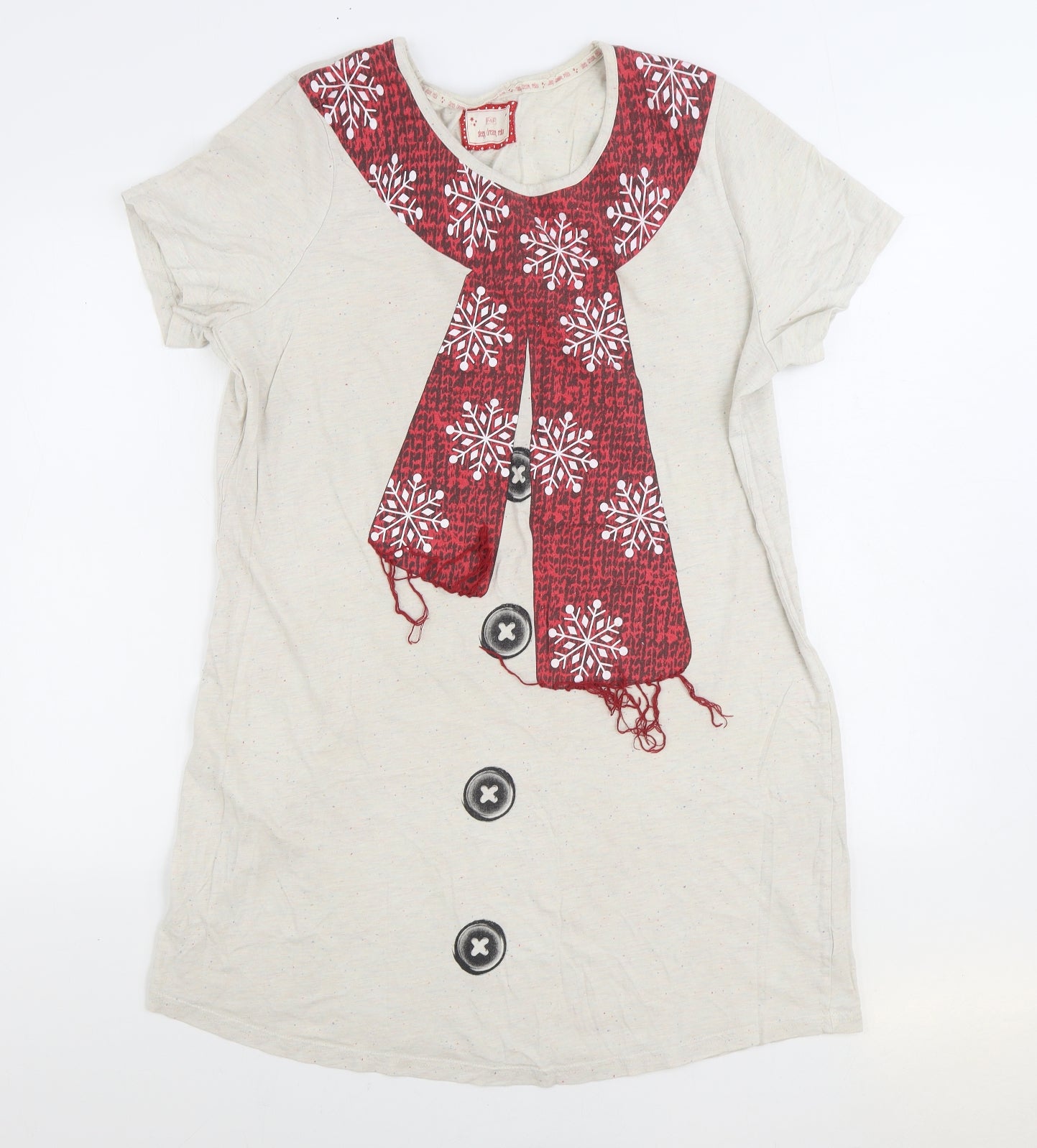 F&F Womens Beige Solid Cotton Top Nightshirt Size 16 - Christmas