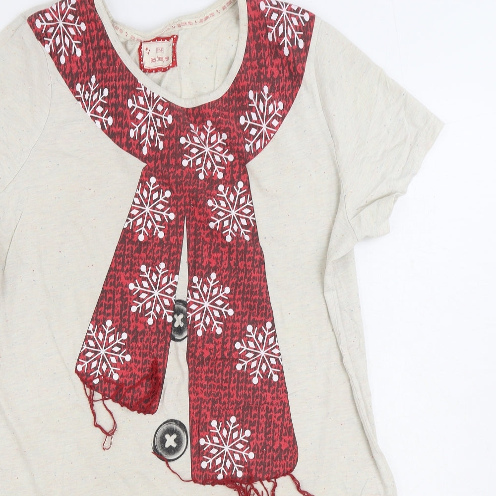 F&F Womens Beige Solid Cotton Top Nightshirt Size 16 - Christmas