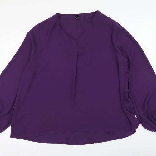 SheIn Womens Purple Polyester Basic Blouse Size XL V-Neck