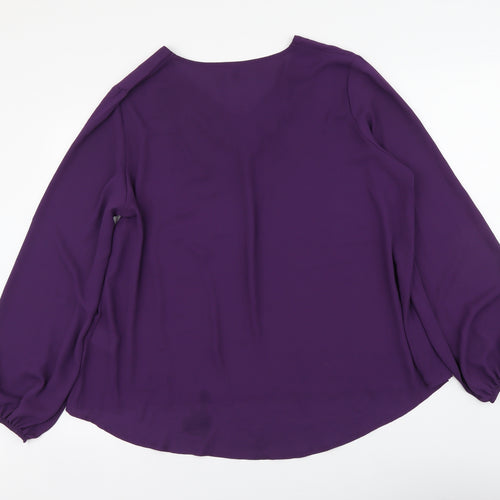 SheIn Womens Purple Polyester Basic Blouse Size XL V-Neck