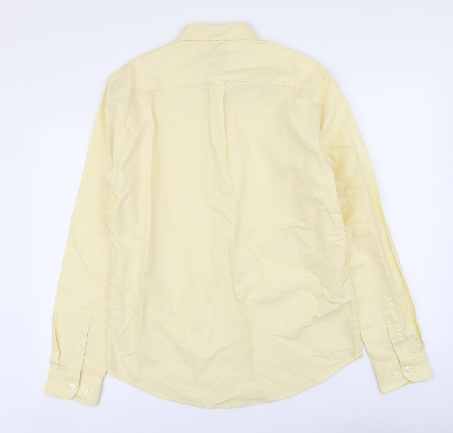 New Look Mens Yellow Cotton Button-Up Size M Collared Button