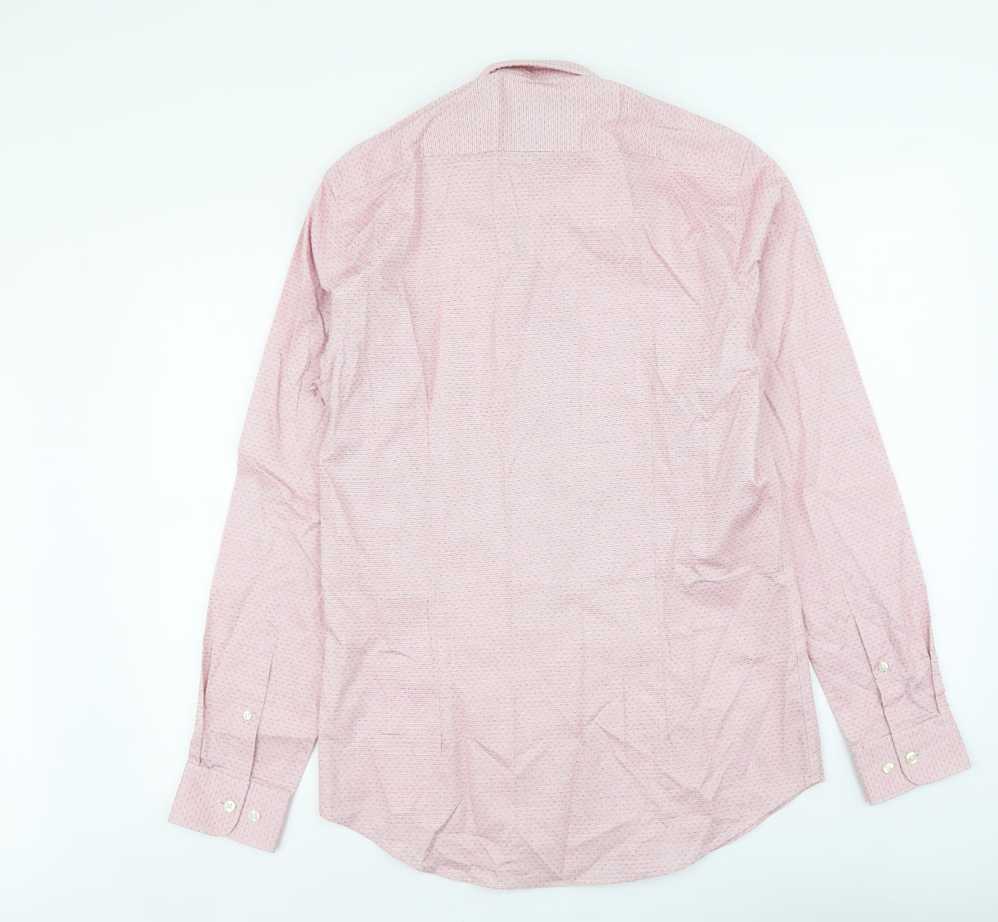 Moss Mens Pink Cotton Button-Up Size 15 Collared Button