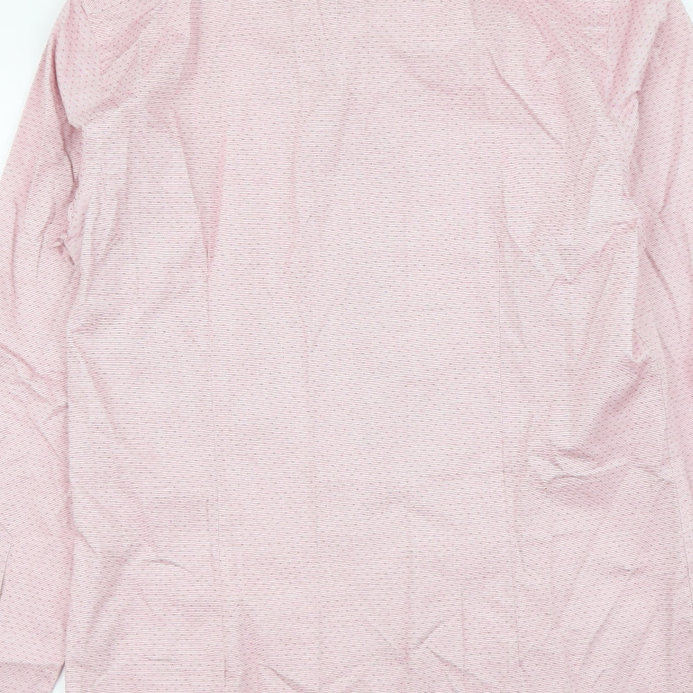 Moss Mens Pink Cotton Button-Up Size 15 Collared Button