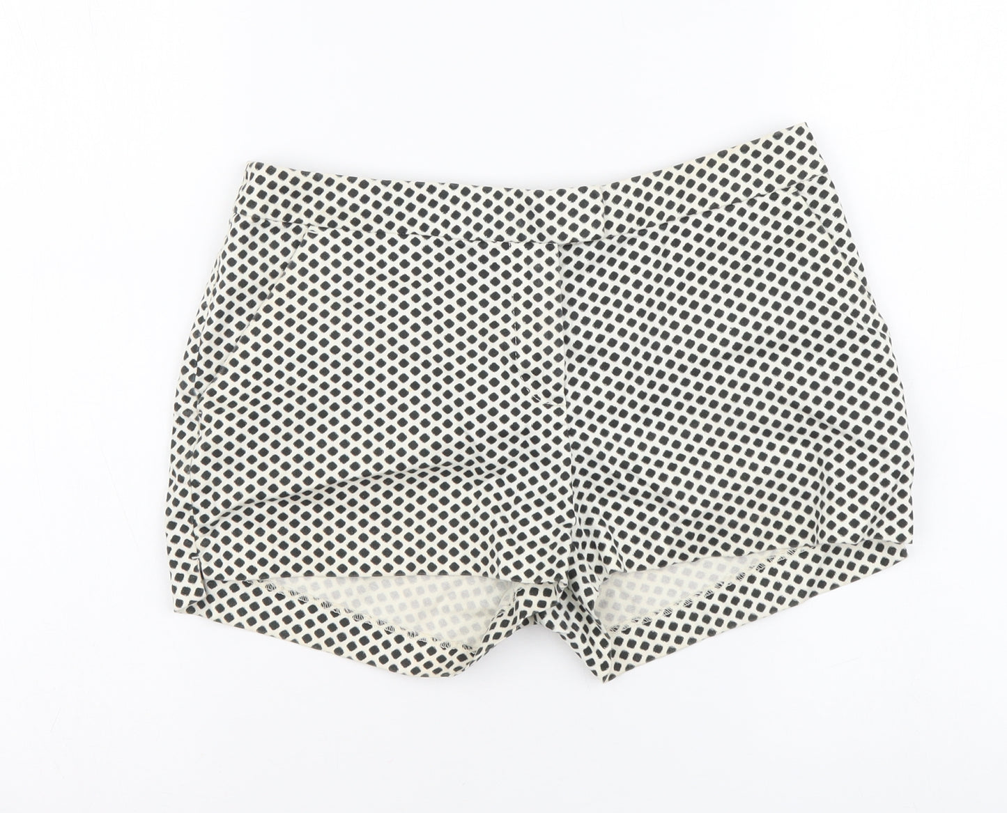 H&M Womens White Geometric Cotton Cut-Off Shorts Size XS L3 in Regular Button