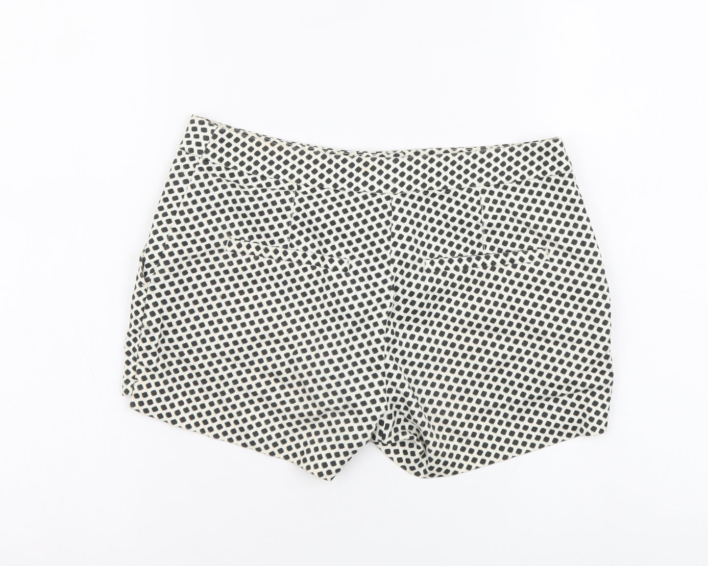 H&M Womens White Geometric Cotton Cut-Off Shorts Size XS L3 in Regular Button