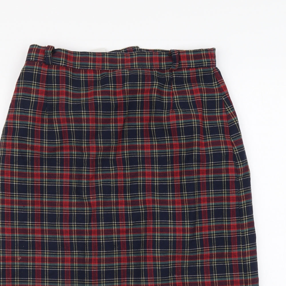 Avenue Womens Blue Plaid Polyester Straight & Pencil Skirt Size 12 Zip