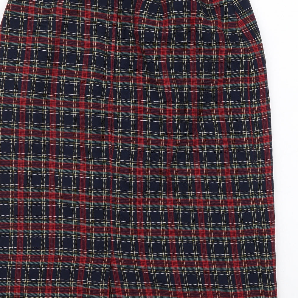 Avenue Womens Blue Plaid Polyester Straight & Pencil Skirt Size 12 Zip