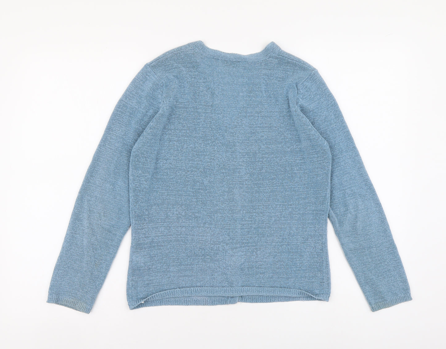 Marks and Spencer Womens Blue V-Neck Polyester Cardigan Jumper Size 12