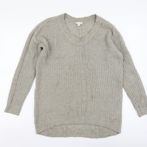 Gap Womens Beige V-Neck Cotton Pullover Jumper Size S