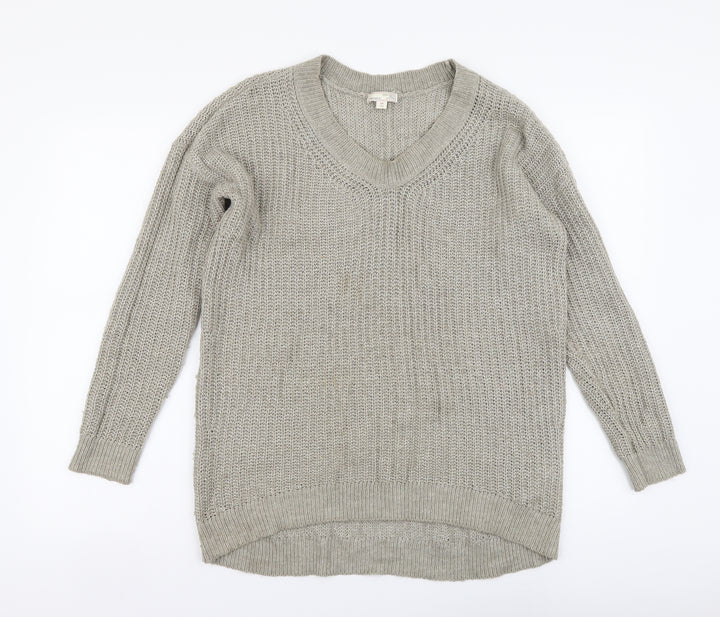 Gap Womens Beige V-Neck Cotton Pullover Jumper Size S