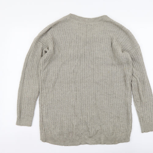Gap Womens Beige V-Neck Cotton Pullover Jumper Size S