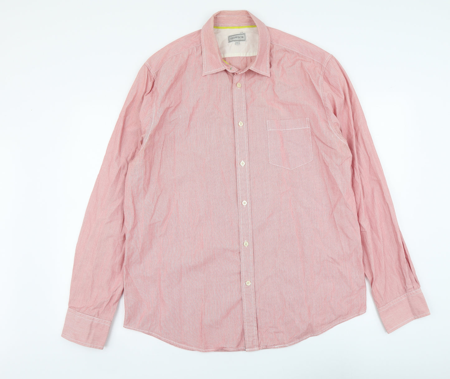 Howick Mens Red Cotton Button-Up Size XL Collared Button