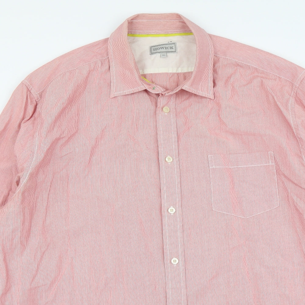 Howick Mens Red Cotton Button-Up Size XL Collared Button