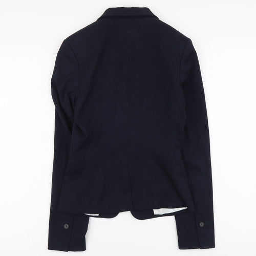 H&M Womens Blue Polyester Jacket Suit Jacket Size 4