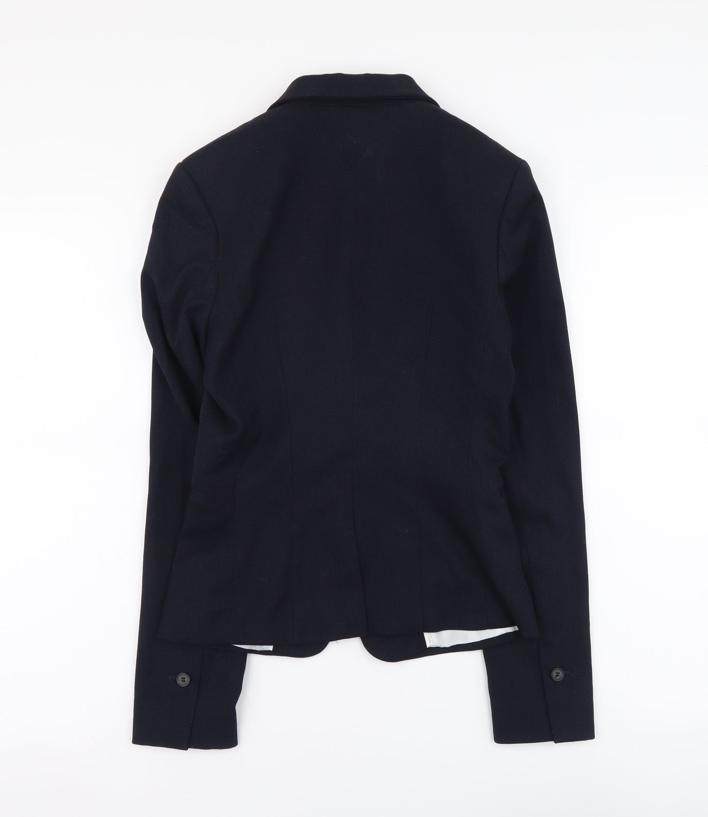 H&M Womens Blue Polyester Jacket Suit Jacket Size 4