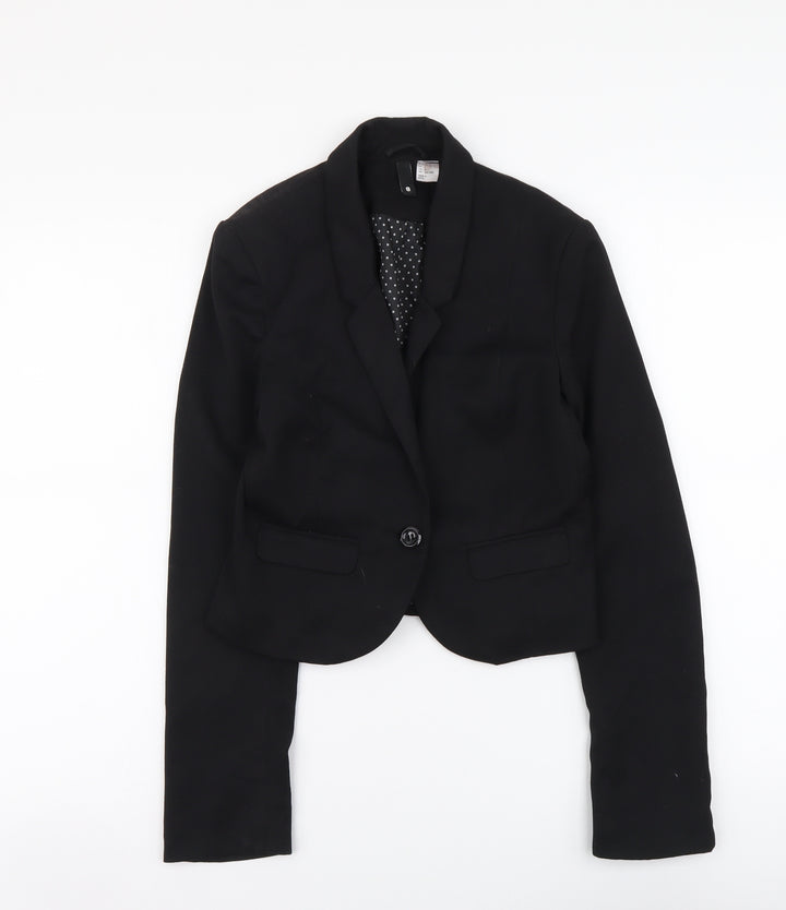 H&M Womens Black Polyester Jacket Suit Size 4