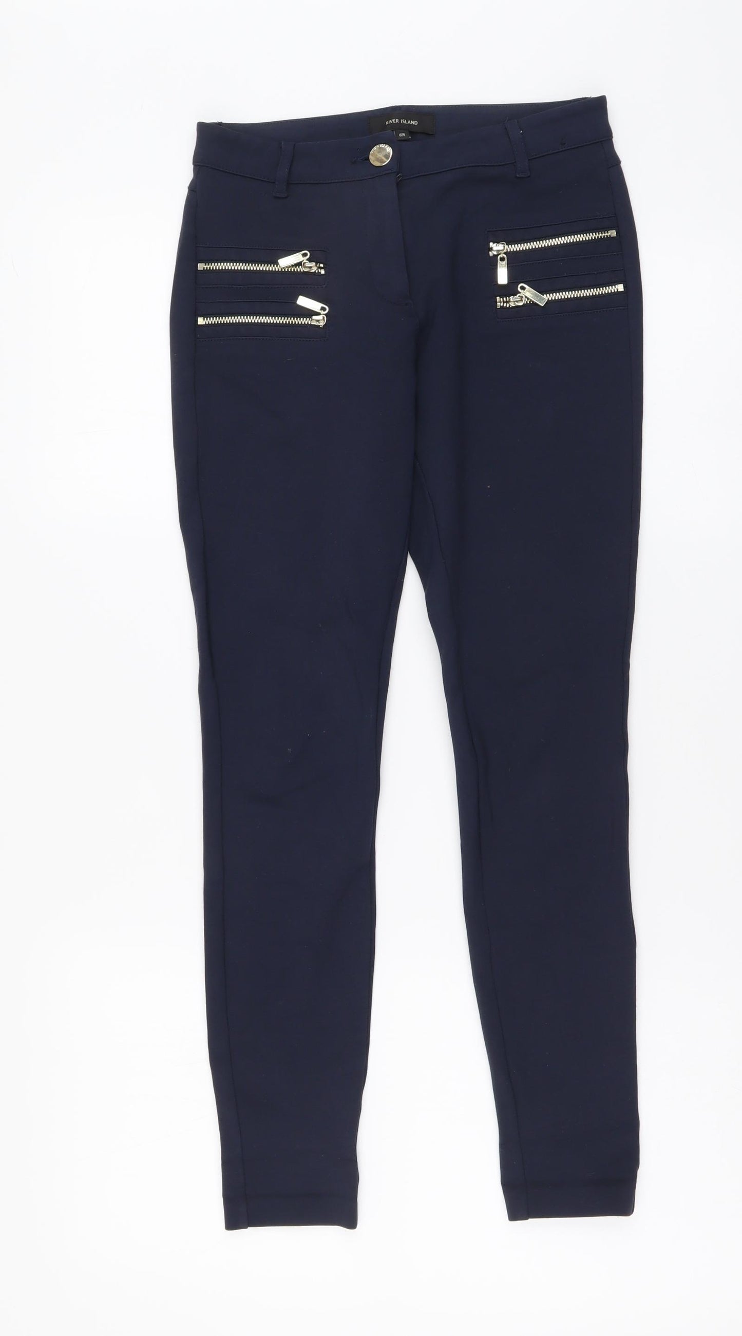 River Island Womens Blue Viscose Jegging Trousers Size 6 L26 in Regular Button