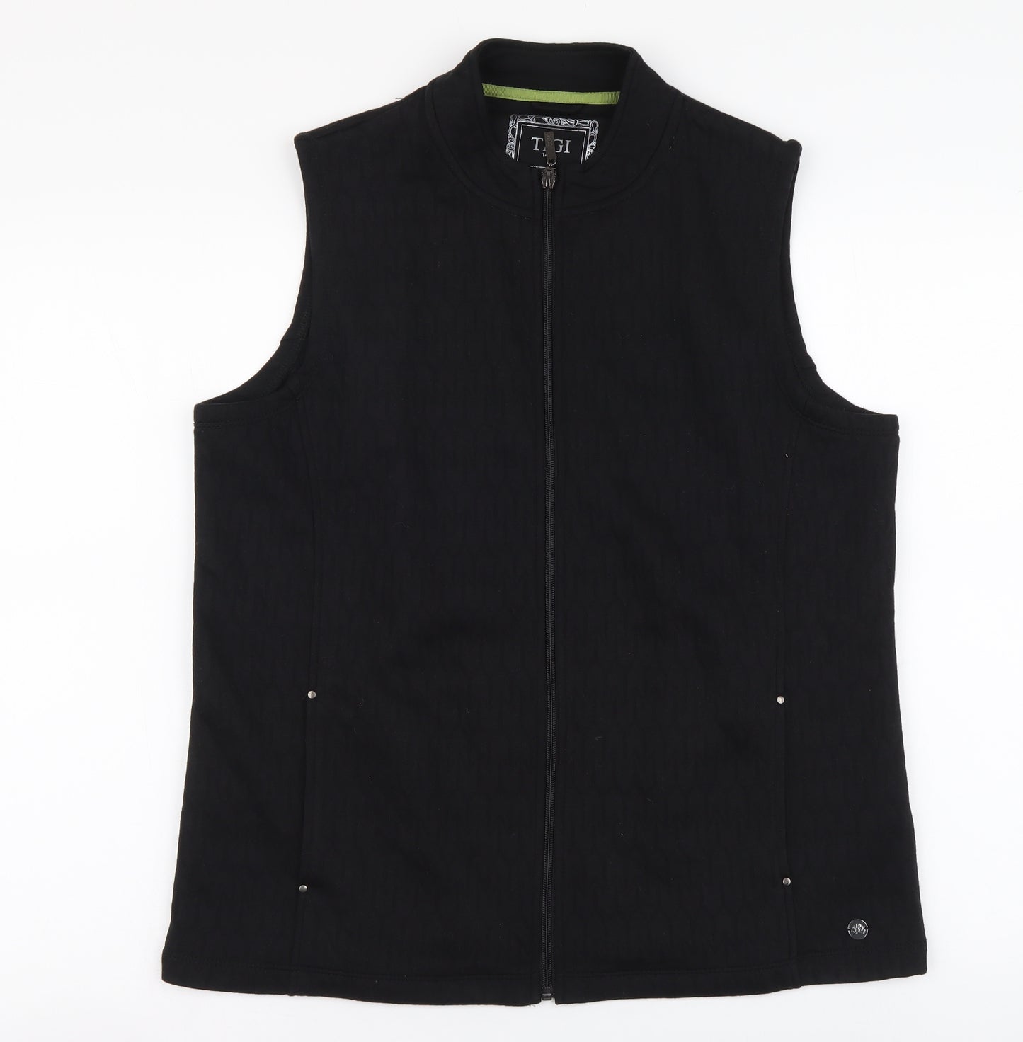 Tigi Womens Black Polyester Vest Sweatshirt Size 14 Zip