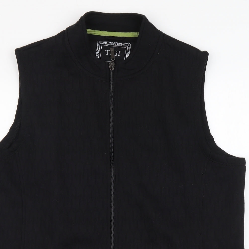 Tigi Womens Black Polyester Vest Sweatshirt Size 14 Zip
