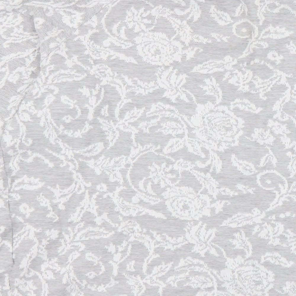 Peacocks Womens Grey Floral Cotton Basic T-Shirt Size 14 Round Neck