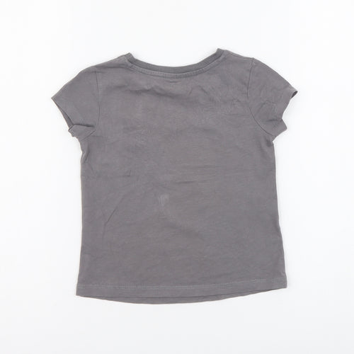 George Girls Grey Cotton Basic T-Shirt Size 18-24 Months Round Neck Pullover - 101 Dalmatians