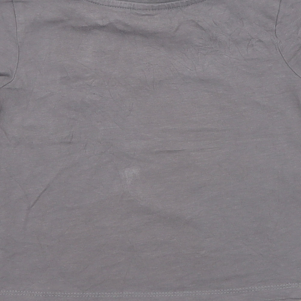 George Girls Grey Cotton Basic T-Shirt Size 18-24 Months Round Neck Pullover - 101 Dalmatians
