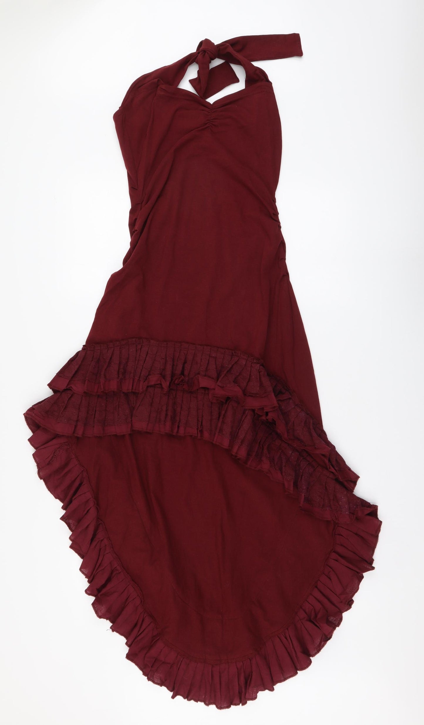 Devi Womens Red Polyester Maxi Size M V-Neck Pullover