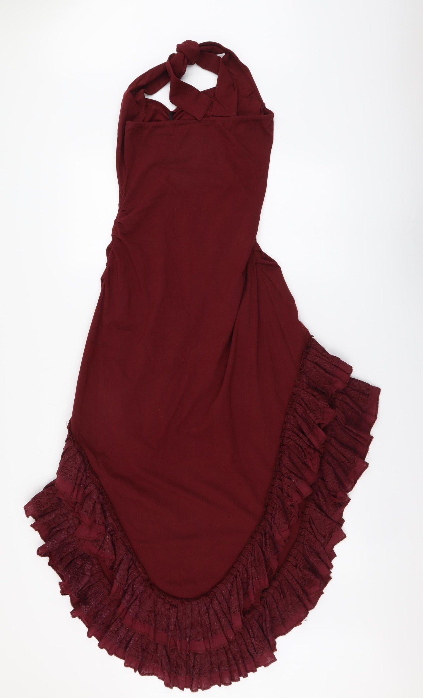Devi Womens Red Polyester Maxi Size M V-Neck Pullover