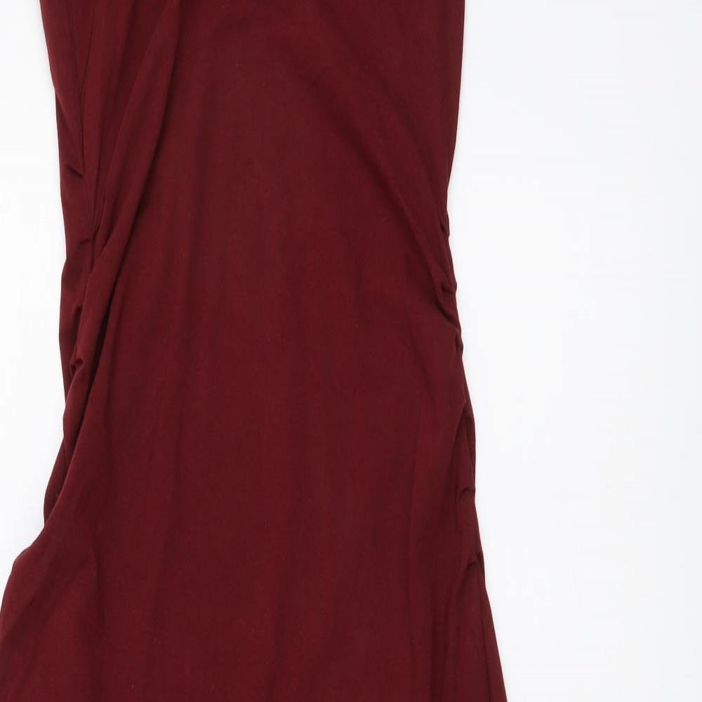 Devi Womens Red Polyester Maxi Size M V-Neck Pullover