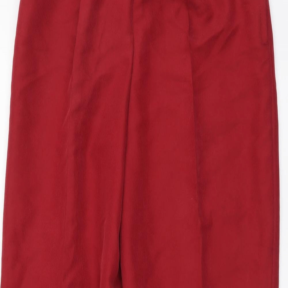 Etam Womens Red Modal Trousers Size 8 L27 in Regular Button
