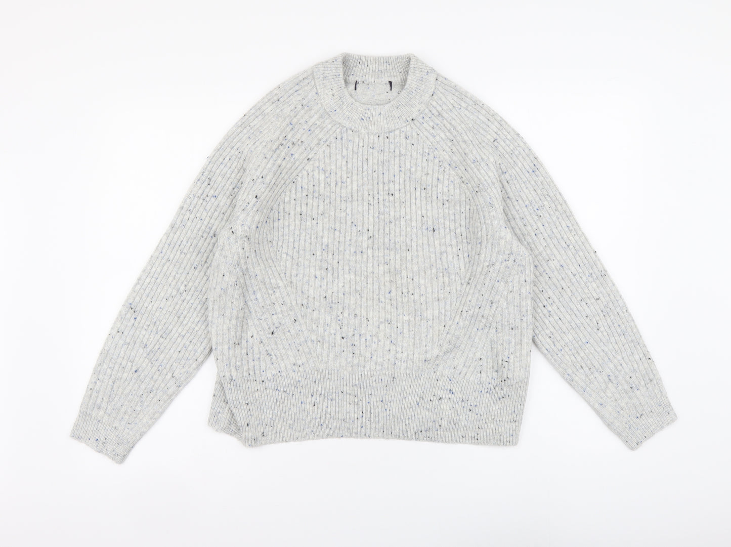 Marks and Spencer Womens Grey Round Neck Acrylic Pullover Jumper Size M