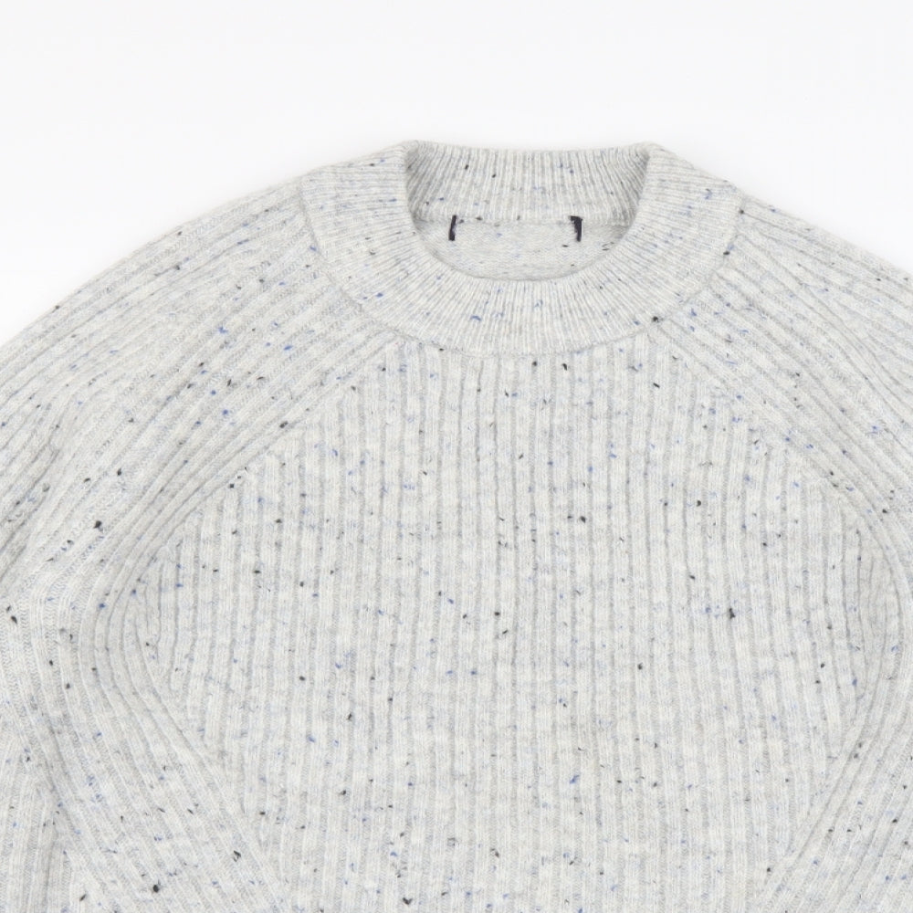 Marks and Spencer Womens Grey Round Neck Acrylic Pullover Jumper Size M