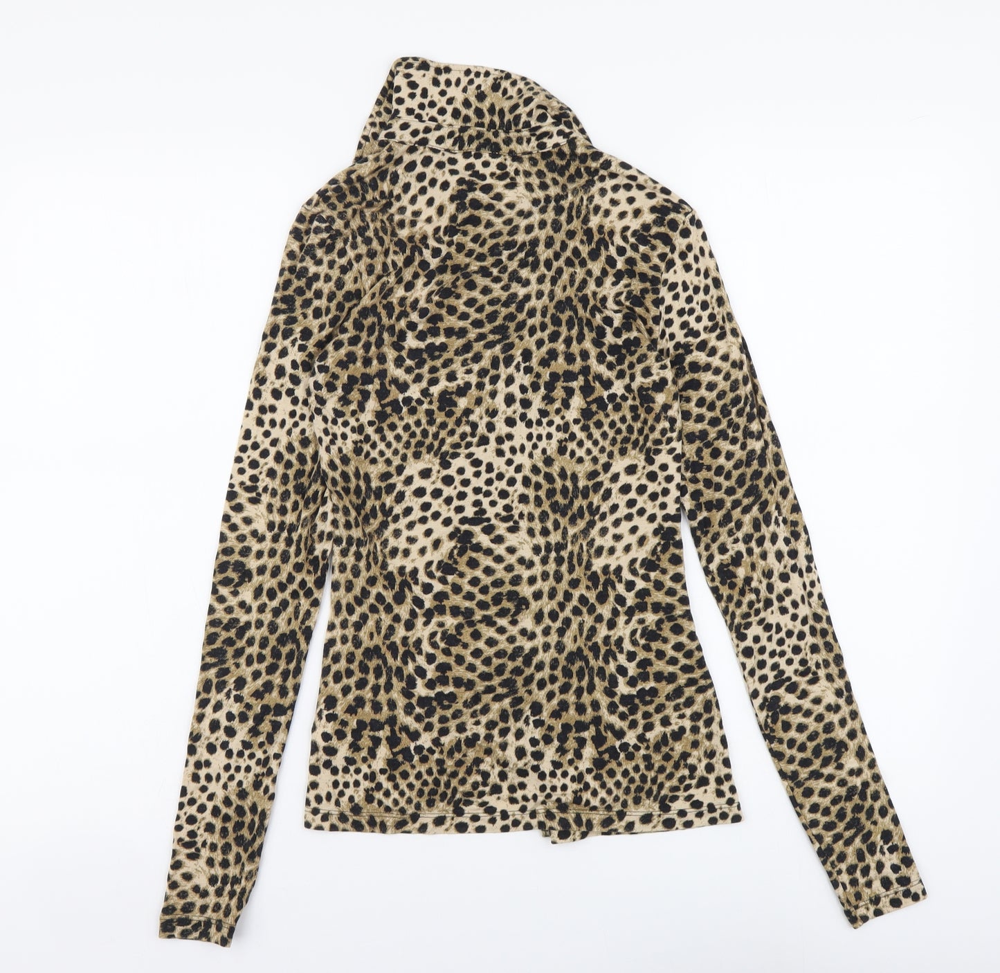 H&M Womens Brown Animal Print Modal Basic Button-Up Size XS Collared
