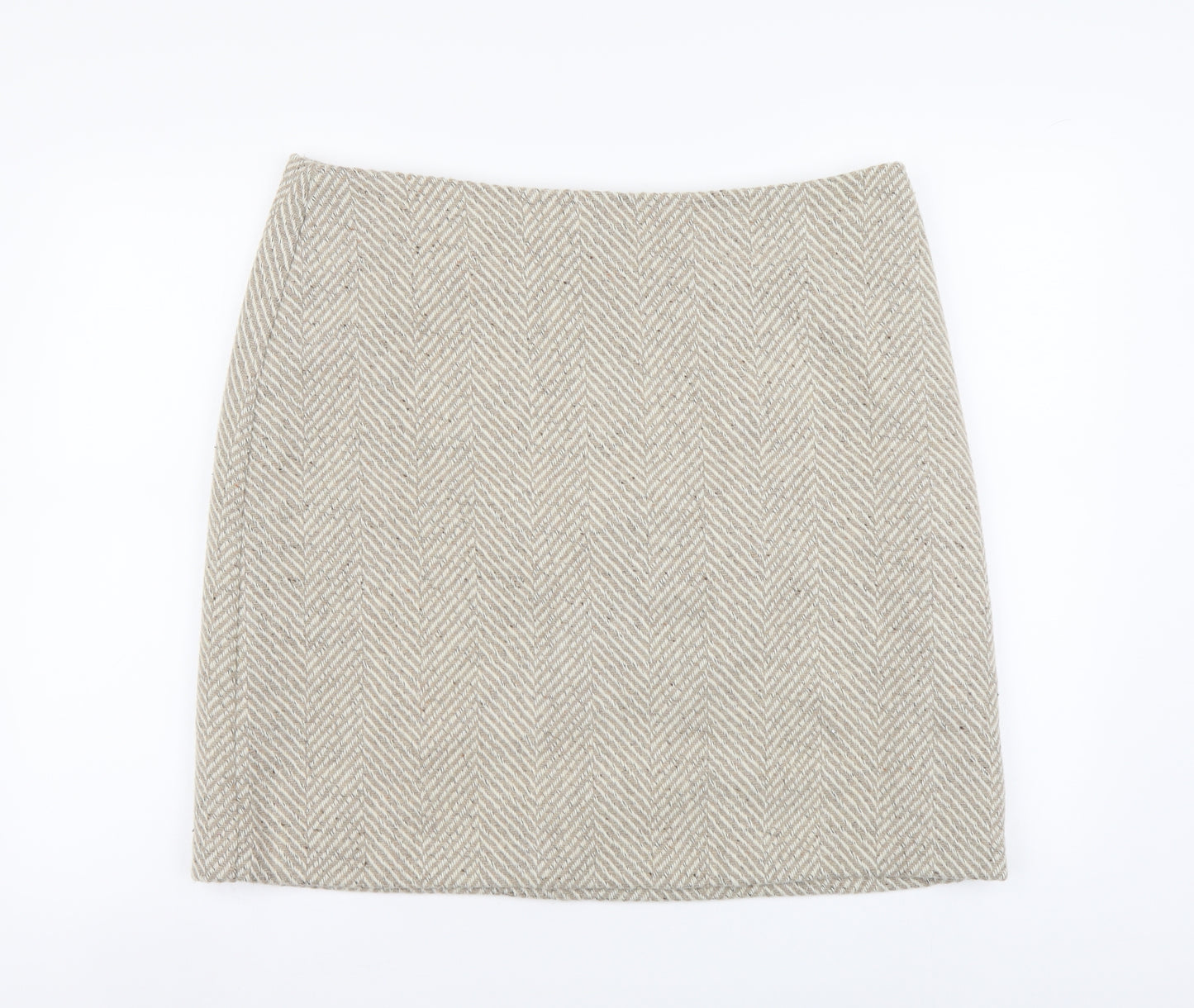 Marks and Spencer Womens Beige Polyester Mini Skirt Size 18 Zip