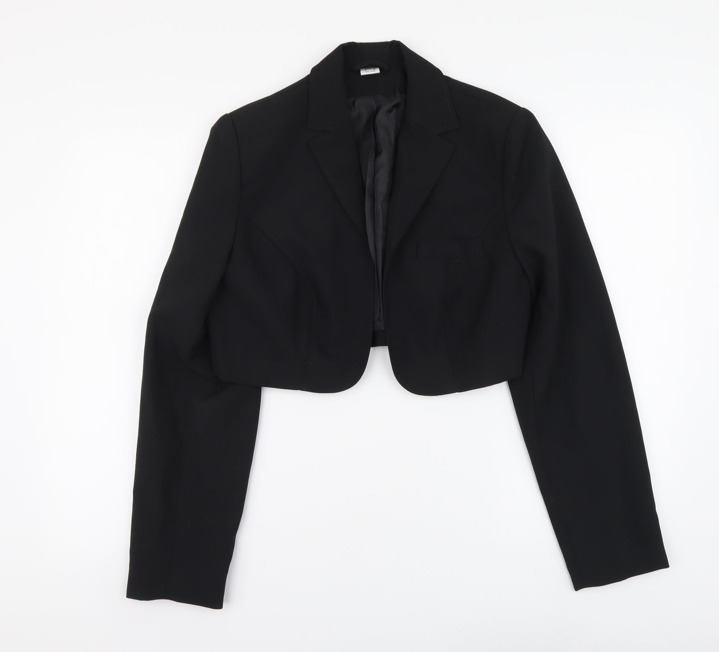 H&M Womens Black Polyester Jacket Suit Jacket Size 18