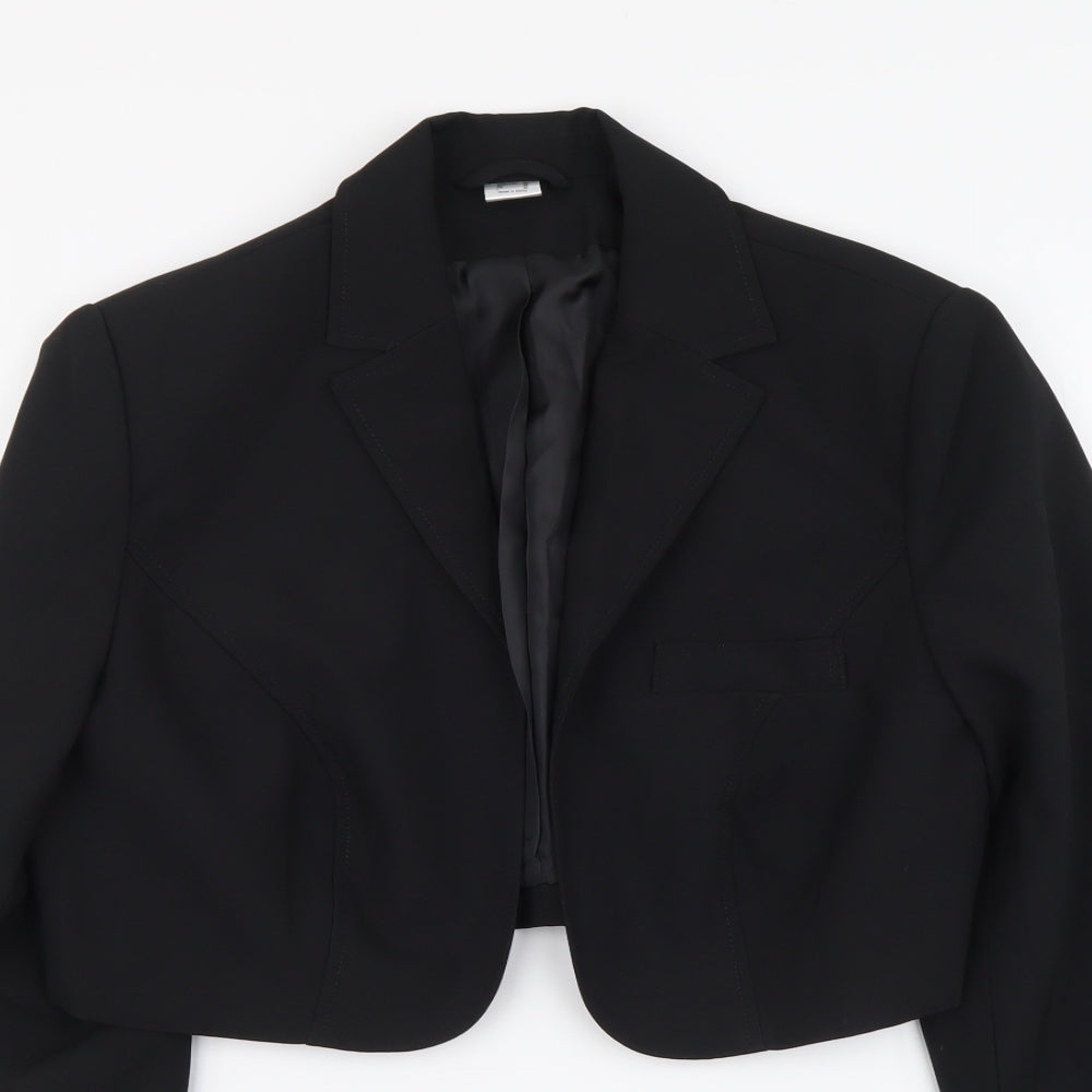H&M Womens Black Polyester Jacket Suit Jacket Size 18