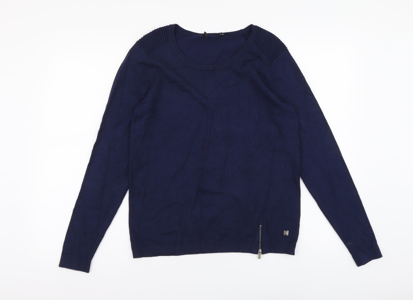 Preworn Womens Blue Round Neck Viscose Pullover Jumper Size 8