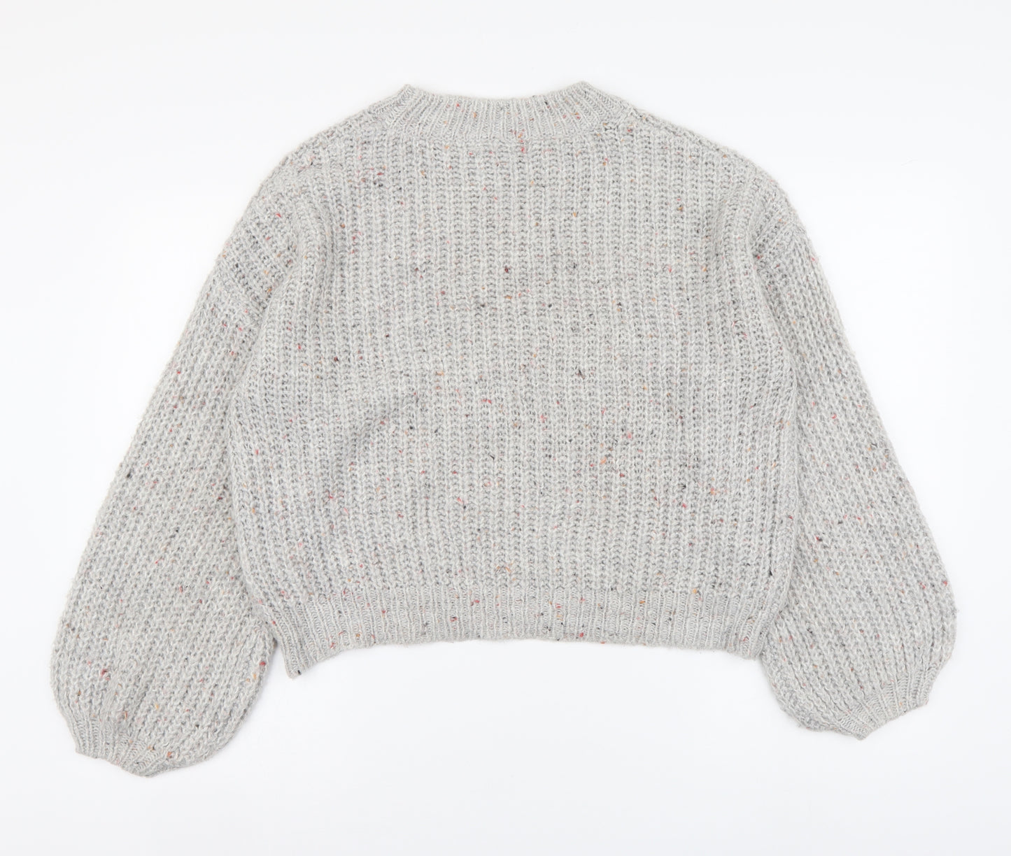 Primark Womens Grey Round Neck Acrylic Pullover Jumper Size XS