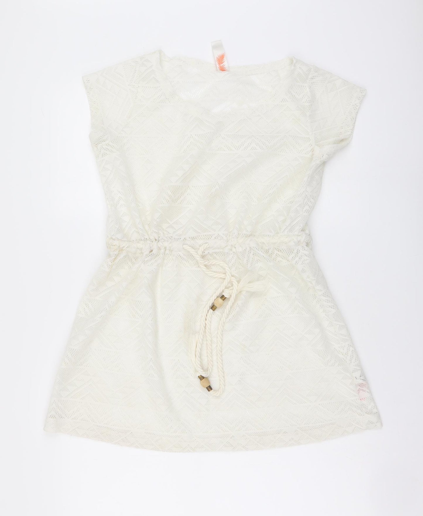 Ocean Club Womens Ivory Polyester Basic Blouse Size 10 Round Neck - Beachwear